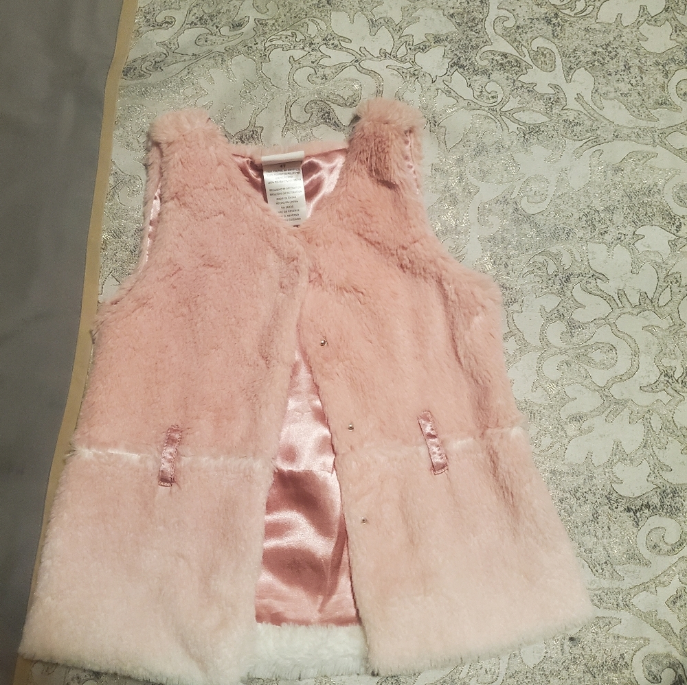 NWOT Nanette girls 4t pink ombre fur vest